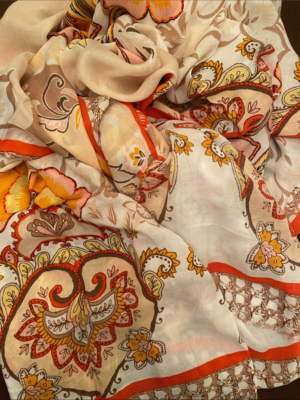 Chico’s Oblong Scarf • Peach • Cream • Tan • Coral • NWOT